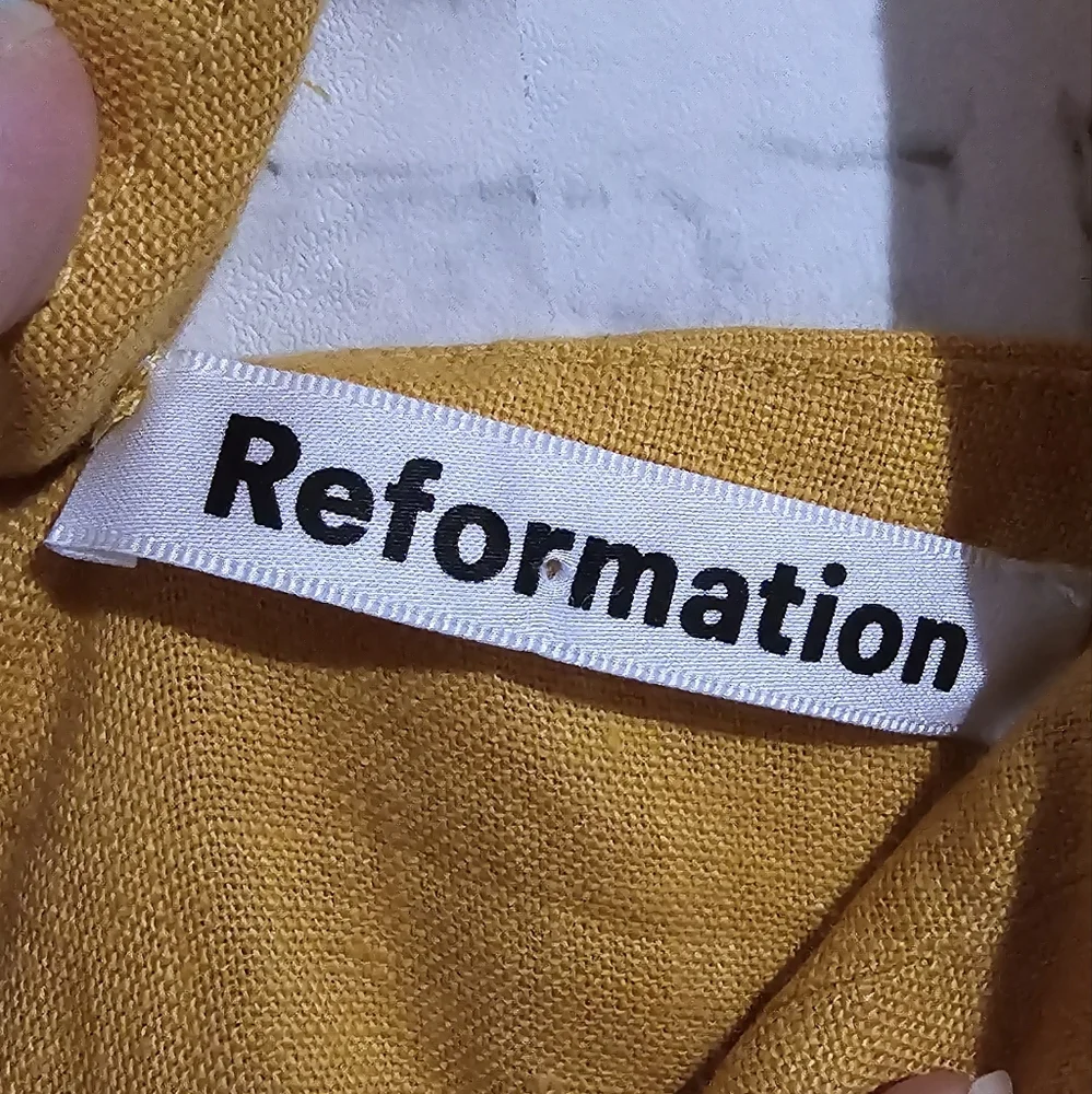 NEW Reformation Tyler Jumpsuit Ochre Mustard Yellow size 12‎